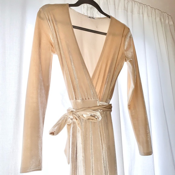 Champagne Gold Wrap Dress - Picture 2 of 4